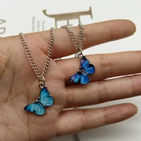 2020 new fashion blue purple color butterfly pendant necklaces for women trendy beads chian clavicle chian fashion jewelry