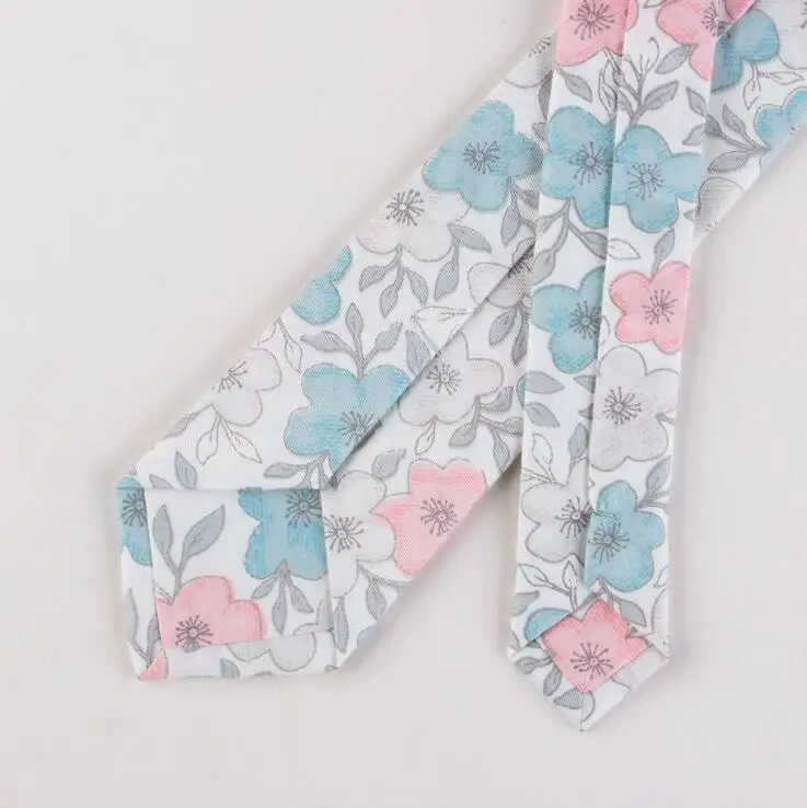 Хлопковый Тонкий цветочный галстук 6 см Подарочный с пейсли рисунком для мужчин и