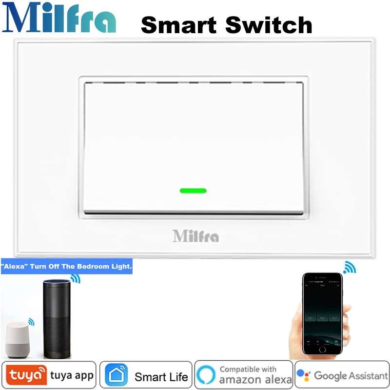 

Умный выключатель miltra, Wi-Fi, без нейтрального провода, с голосовым управлением