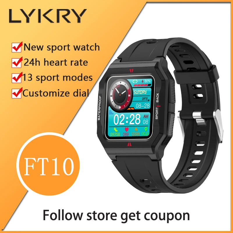 

Спортивные Смарт-часы LYKRY FT10 для мужчин и женщин, часы с экраном 1,3 дюйма, наручные часы, часы на заказ, Смарт-часы с монитором сердечного ритм...