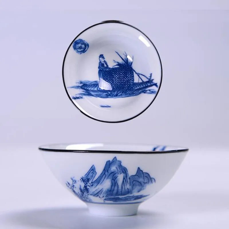 2 шт./компл. чайная чашка из голубого и белого фарфора Ретро Китайский стиль чаша