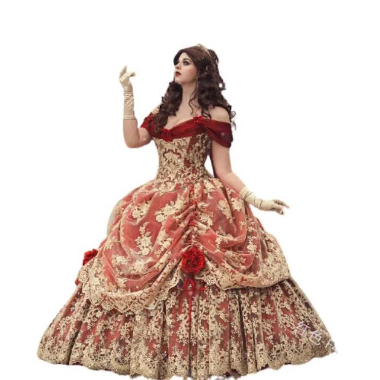 

Women Plus Size S-5XL Retro Vintage Renaissance Lace Medieval Costume Cosplay Elegant Long Dress Victorian Ball Gown Dresses