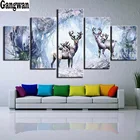 Полная Алмазная 5D картина для творчества, вышивка крестиком с оленем Sika, алмазная вышивка, бриллиантовая мозаика, 5 шт., домашний декор