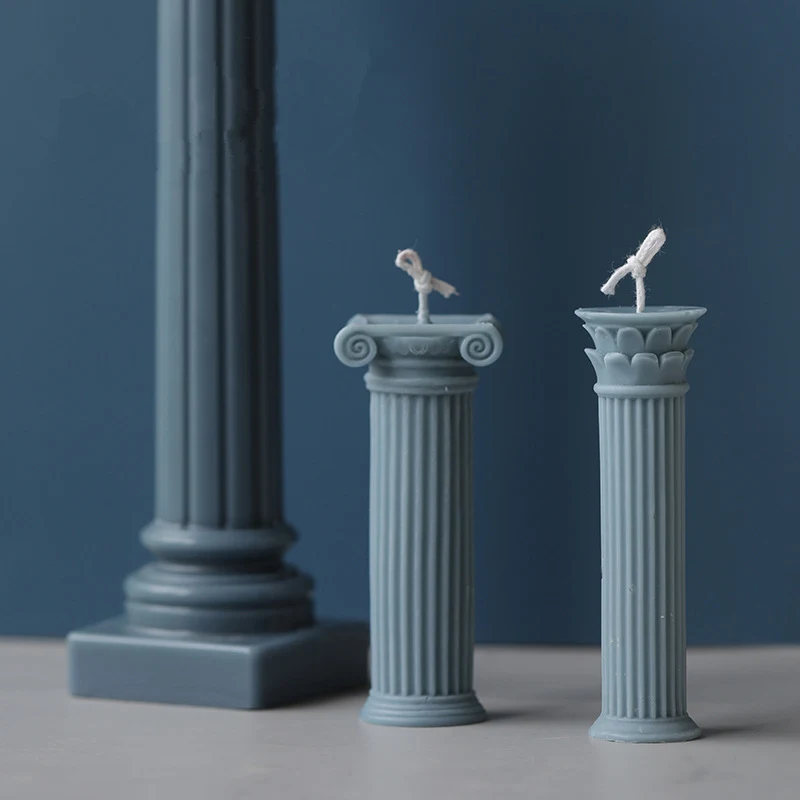 Moldes de silicona votivos para velas, columna romana, herramientas de arcilla, resina de jabón para estilo europeo Simple, suministro de fabricación de decoración del hogar