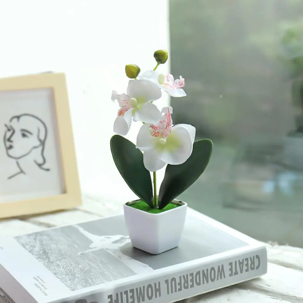 Имитация бабочки орхидеи искусственные декоративные цветы с цветочным горшком растения украшения для дома
