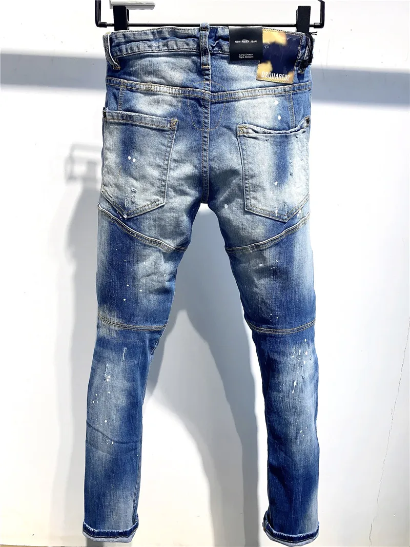 

Dsquared2 Biker Hole Jeans D2 Men Pants DSQ2 Embroidered Trousers A392