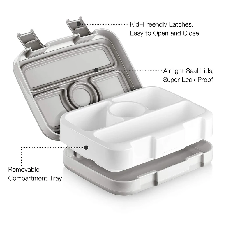 Kids Portable Lunch Box Leakproof Lunch Container Meal Prep Containers Microwave Safe Flip Lid Plastic Healthy Bento Box