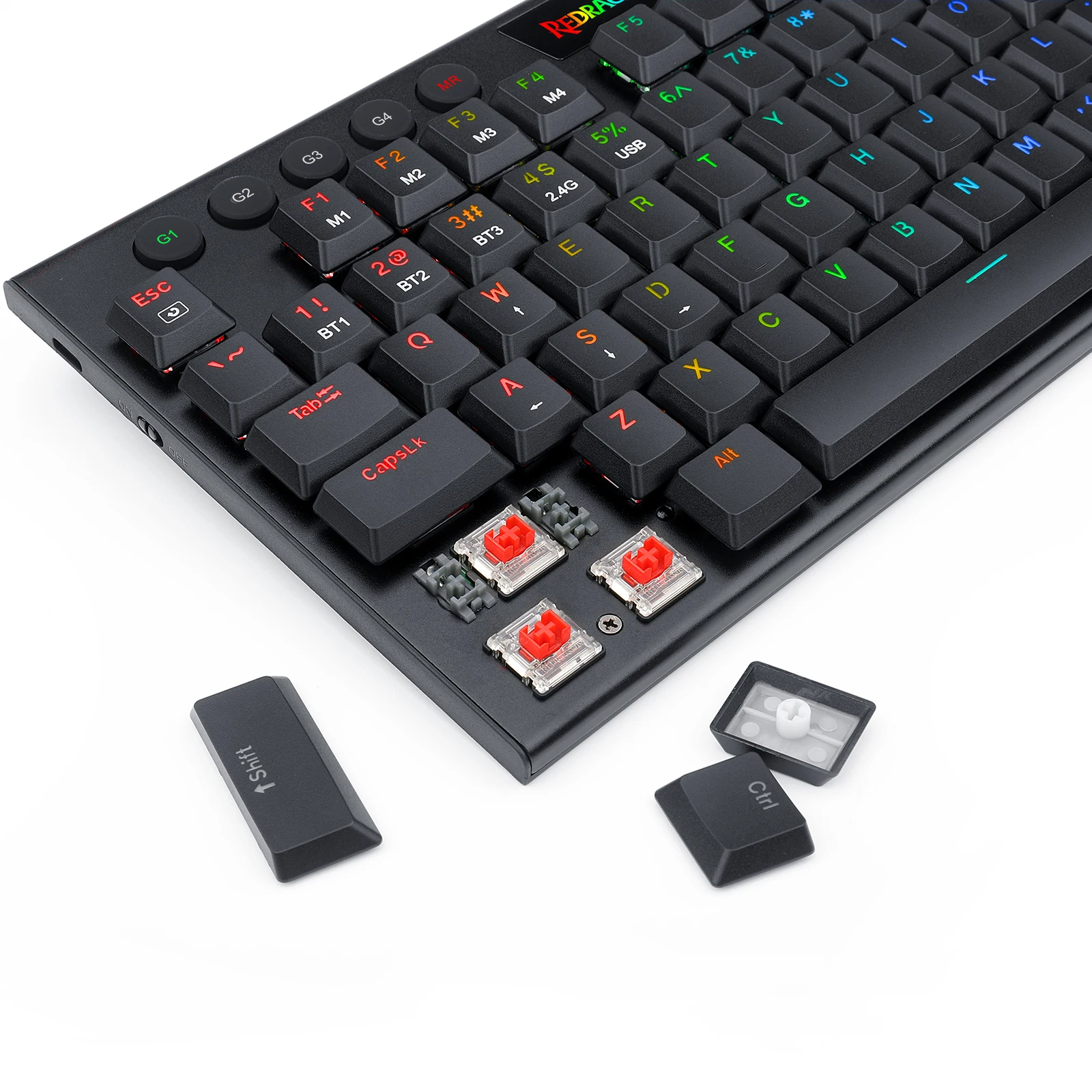Механическая игровая клавиатура Redragon Bluetooth/2 4G Беспроводная/USB с красным