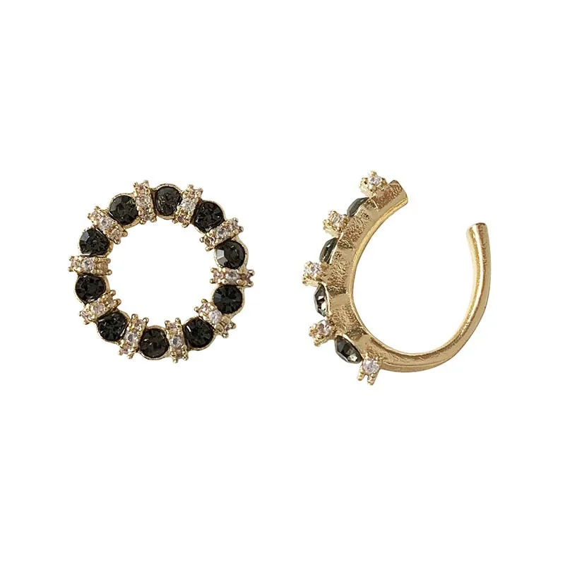 

2021 new Korean geometric asymmetrical round light luxury zircon earrings for women, stylish luxury party jewelry gifts