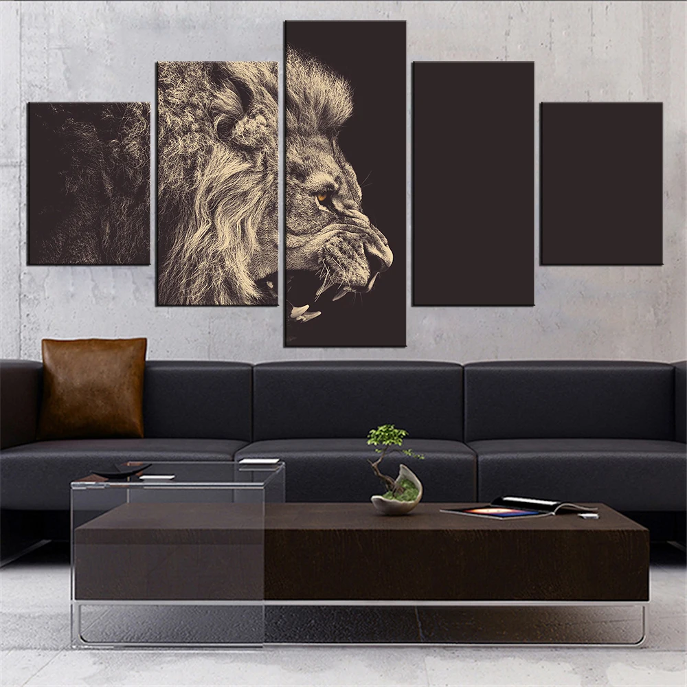 5 шт. панель современный холст рисунок льва настенная живопись картина для
