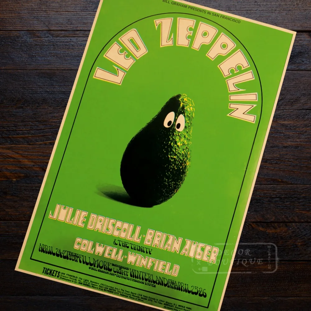 Светодиодный Zeooelin авокадо жесткий в народном стиле рок плакат классический