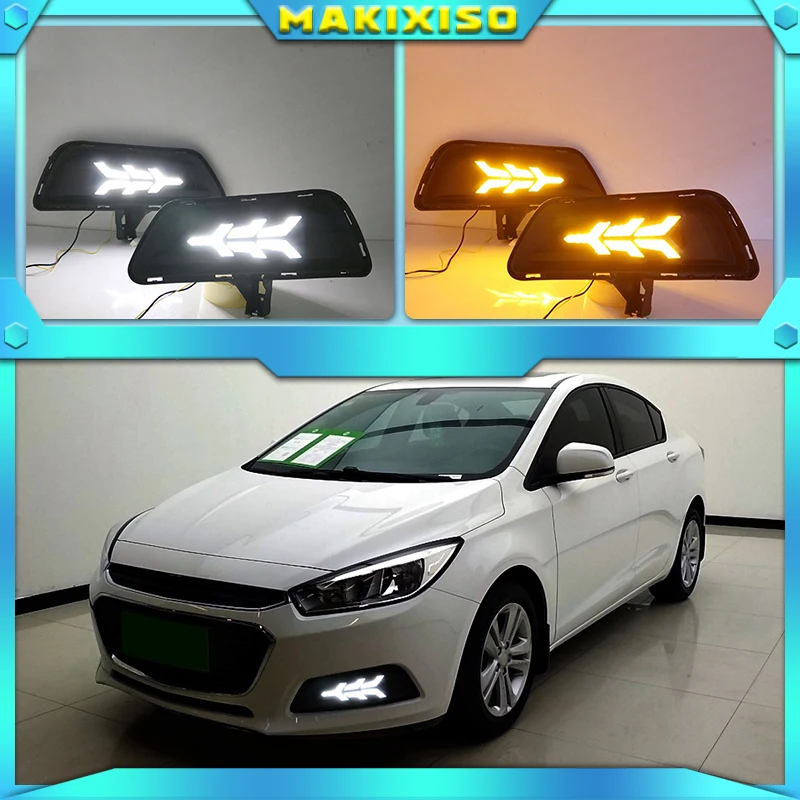 Дневные ходовые огни противотуманные фары с желтым указателем поворота для chevrolet