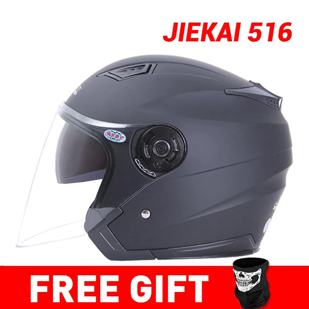JIEKAI мотоциклетный шлем с открытым лицом Capacete мотоциклетный шлем Motocicleta Cascos Para мото гоночные мотоциклетные винтажные шлемы - Цвет: JK516-Matte Black