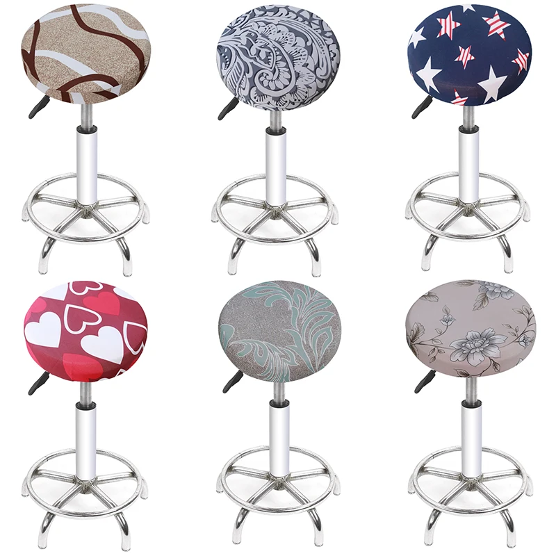 

Round Bar Stool Cover Floral Printed Chair Cover for Bar Wedding Dining Room Elastic Seat Stools Protector