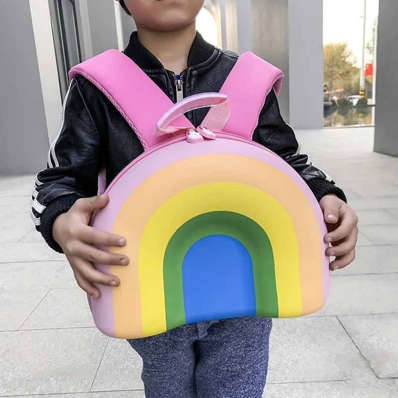 

Lovely Children Bag Backpack For Kindergarten Boy Girl Cartoon Rainbow Bookpacks Hard Shell Pink Schoolbag Baby Gift Mini Bolsas
