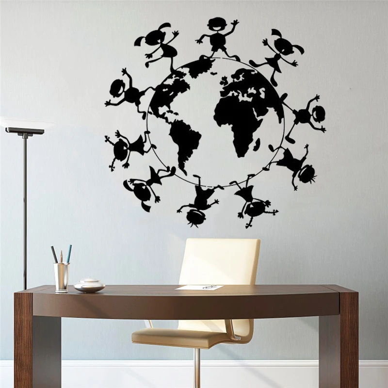 

Planet Earth Kids Wall Decal World Globe Vinyl Sticker Geography Ecology Sign Decor for Home Room Bedroom Classroom Decor HY1406