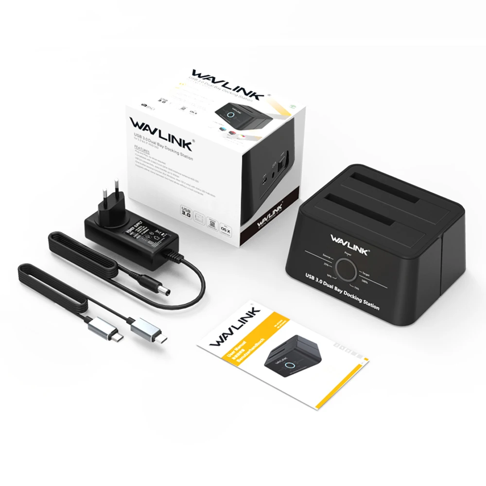 Wavlink USB C 3 1 на SATA 2 Bay док-станция для жесткого диска 5 Гбит/с 12 ТБ 5/3 дюйма HDD/SSD