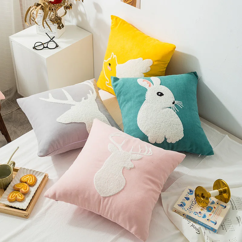 45*45 см 3D вышитые искусственные милые наволочки с рисунком кролика ежика и облаков