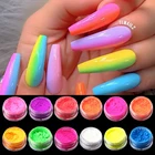 Неоновая пудра для ногтей, 612 коробок, флуоресцентная пигментная пудра, набор глиттеров для ногтей, Гель-лак для самостоятельного маникюра