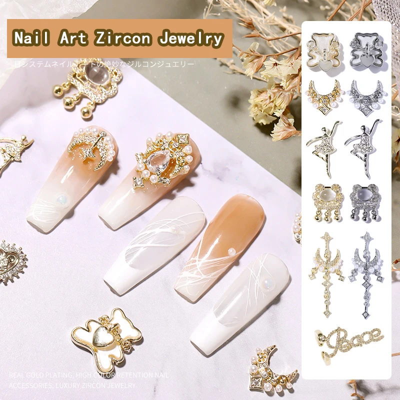 

28 Styles Zircon Love Heart Rhinestone Nail Art Pearl Finger Nail Decoration Nail Art Decorations Cute Bear Ballet Girl