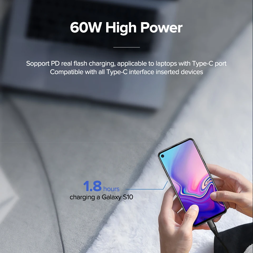 Кабель Venroii type-C-USB C для samsung S10 S9 S8 Note Xiaomi Mi 9 8 60 Вт PD Quick Charge 4,0 USBC huawei быстрое зарядное устройство