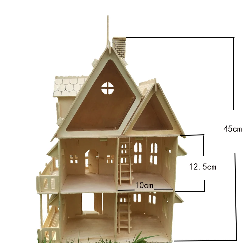 Деревянный 3D головоломка Дом DIY Кукольный дом вилла модель Собранный миниатюрный кукольный домик развивающие ролевые игры игрушки для детей девочек