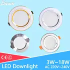 Светодиодный светильник-панель, встраиваемая 3 Вт 5 Вт 10 Вт 15 Вт AC 220 В 240 в, Высокая Яркая Круглая Панель-лампа, светильник-панель для дома, кухни, ванной комнаты