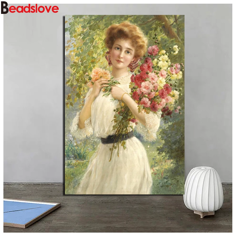 

Алмазная картина 5d полностью квадратная Круглая Мозаика Emile Beauty Picking цветы домашний декор вышивка пейзаж Ручная работа Подарочная картина