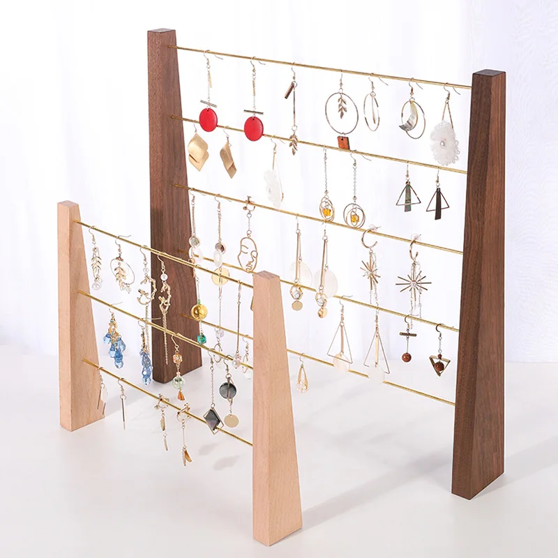 

Customized wooden and metal earring holders bracelet stand for jewelry necklace case earing organizer jewellery display Hanging