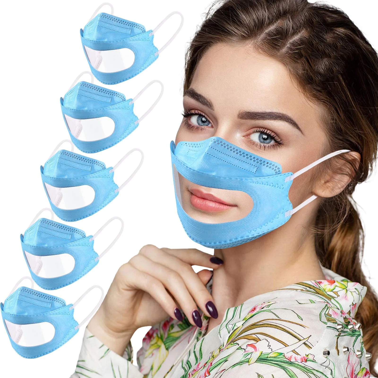 

5PCS Adult Transparent Mask With Reusable Dust-proof Mouth Cover Visible Expression For The Deaf Mascarillas