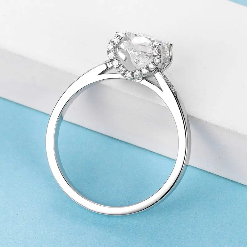 

Jazaz Fine Real 1 Carat D Color Moissanite Engagement Rings 18K White Gold Color 100% 925 Sterling Silver Wedding OL Party B0954