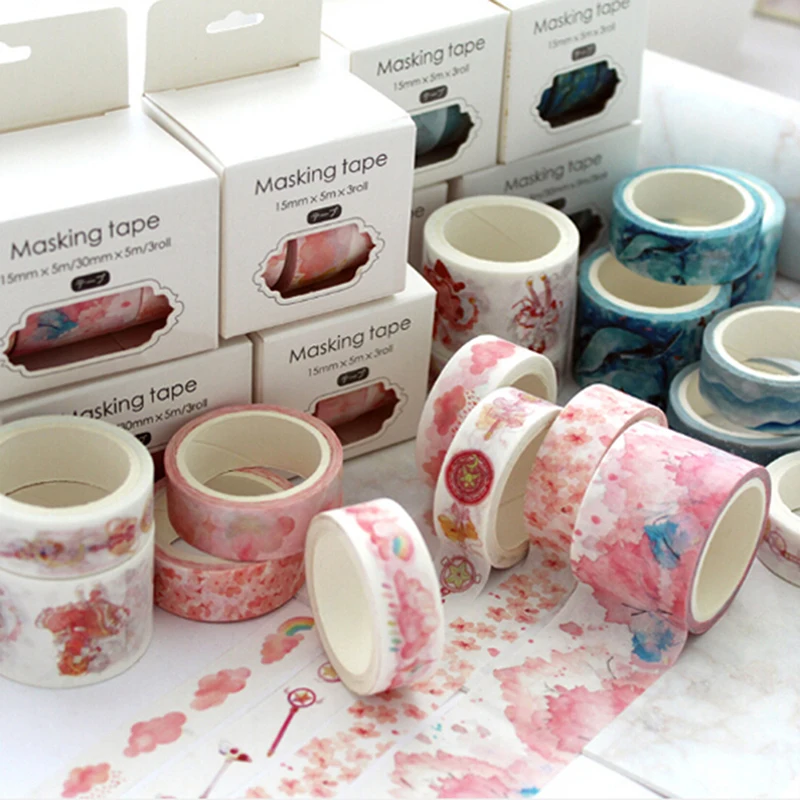 

3pcs/set Theme Paper Tape 9 Styles Decoration Washi Tape DIY Sticker Scrapbooking Diary Sticker School Supplies