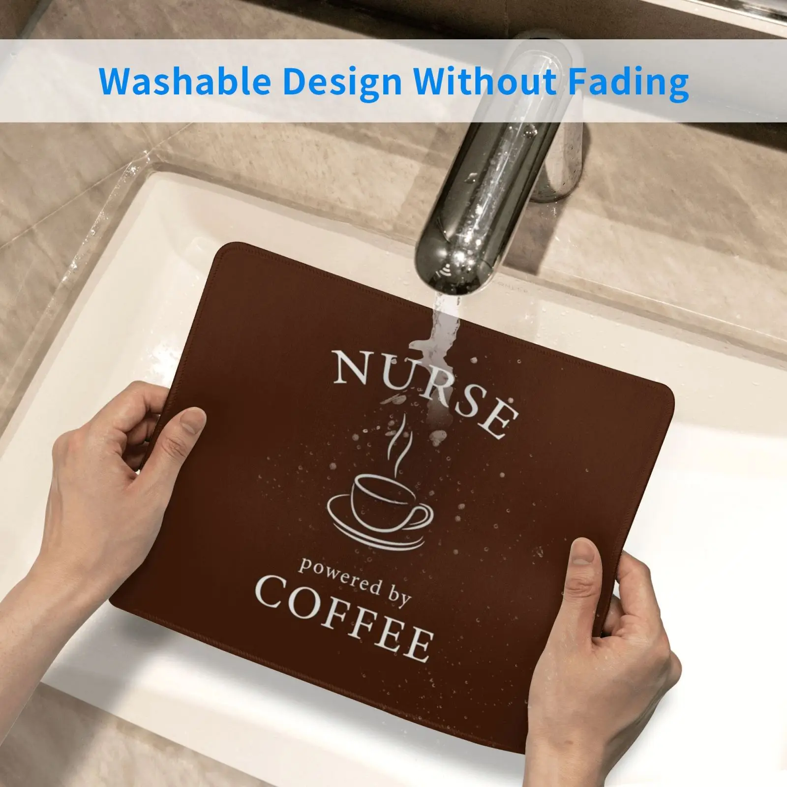 

Nurse , Powered By Coffee Mouse Pad DIY Print Cushion Powered By Powered Coffee Cafe Fun Funny Quotes Drink