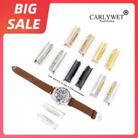 carlywet 20mm high quality luxury gold black rose gold solid curved end link for rolex submariner watch band rubber leather