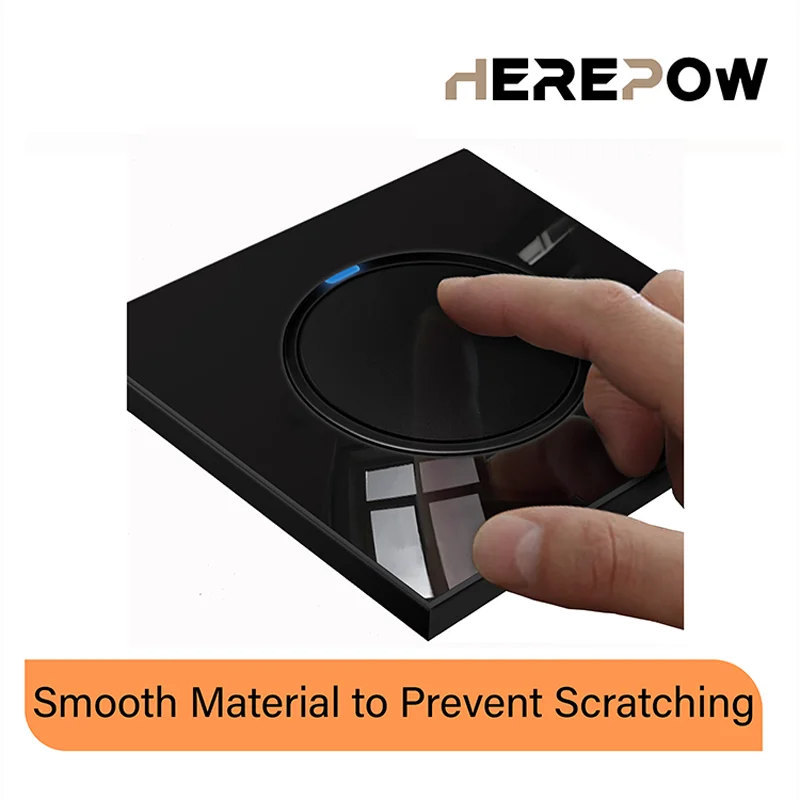 Черный хрустальный настенный выключатель Herepow европейская розетка звуковые