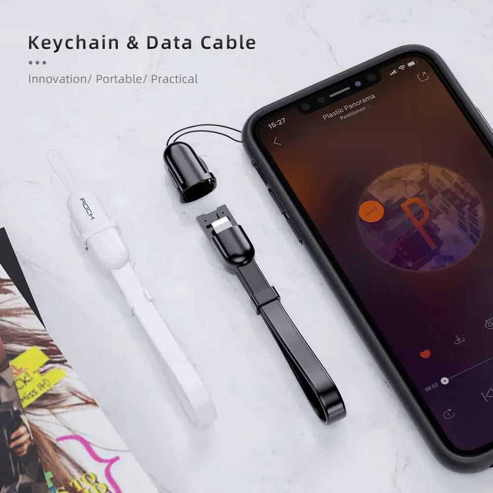Короткий USB кабель ROCK для зарядки и передачи данных освещение iphone XS XR X 8 7 6 6S 5S 5C 5 Plus