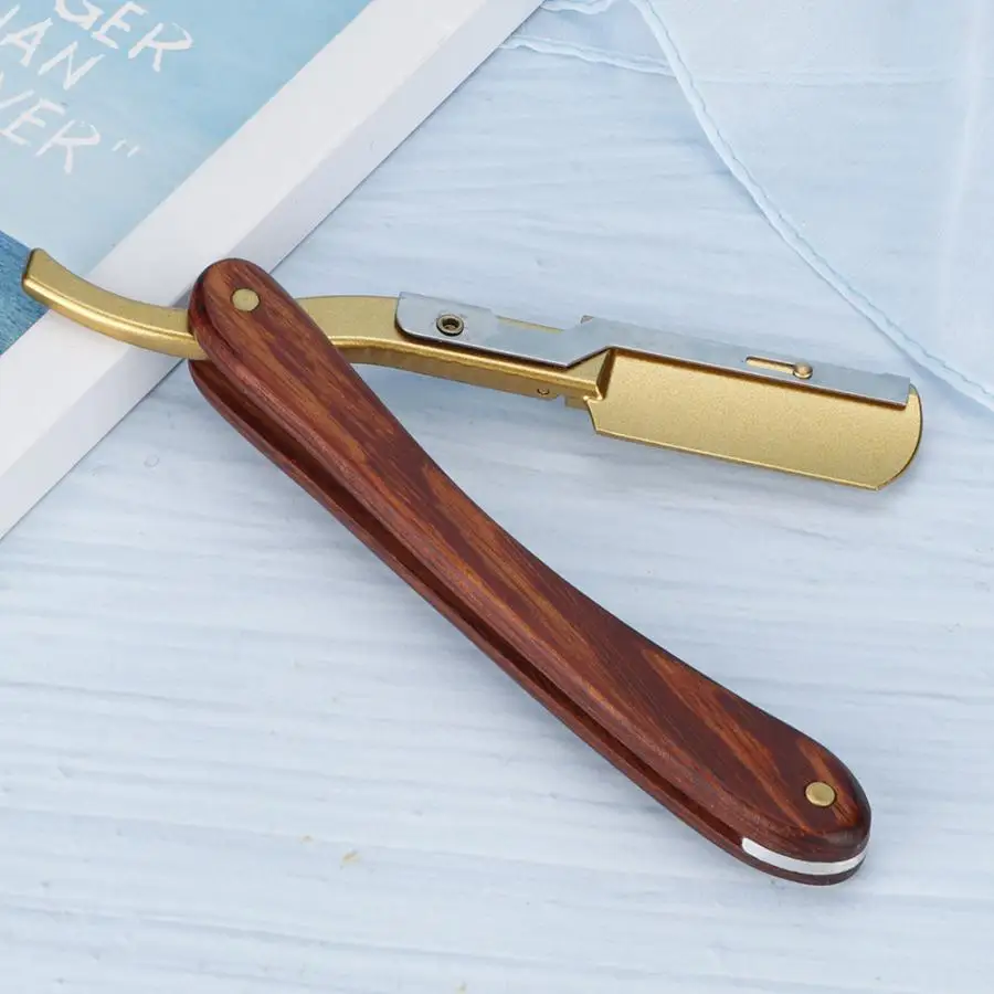 Shaving Blades Wooden Handle Men Manual Razor Classic Barber Shaver Foldable Hair Beard Knife | Красота и здоровье