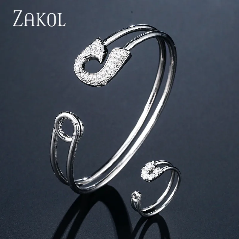 ZAKOL новинка модные серьги с кубическим цирконием ожерелье браслет кольца набор