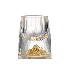 Crystal Glass Tumbler Family Dinner Gold Foil Spirit Glass Tequila / Vodka / Chinese Moutai Bullet Glass Bar Party Supplies