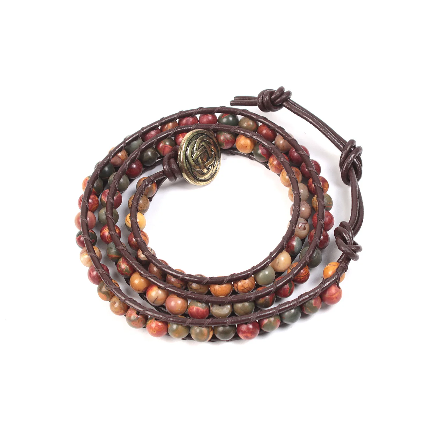 

Fashion Beaded Boho Bracelet Jewelry Handmade Natural Stones Charm 3 Strands Wrap Bracelets Drop Shipping Charm Bracelet