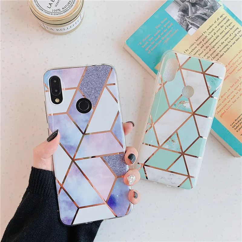 

Soft IMD Marble Case For Xiaomi Redmi Note 9S 9 S Case Plating Geometric Splice Cover Redmi Note 8 7 6 5 Pro 8 A 8A Back Cases