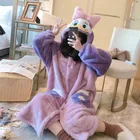 Женский флисовый пижамный комплект, фланелевая одежда для сна с милым мультяшным рисунком животного, мягкие ночные платья, зимние Утепленные ночные рубашки с капюшоном