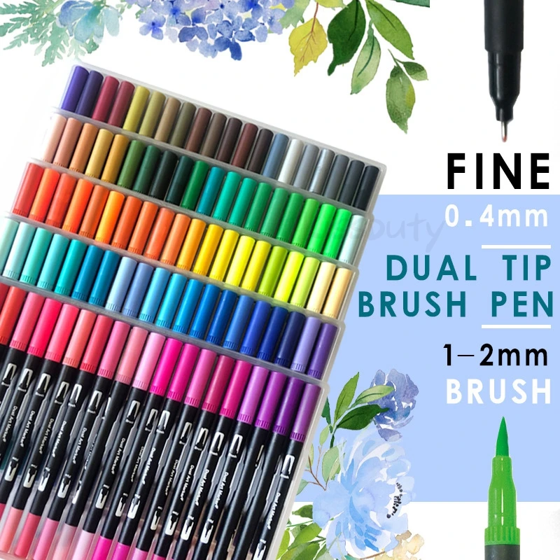 12/48/60/72/100/120 Farben Fin eliner Dual Tip Pinsel Kunst Marker Stift Aquarells tifte zum Zeichnen Malerei Kalligraphie Kunst zubehör – Detail 10