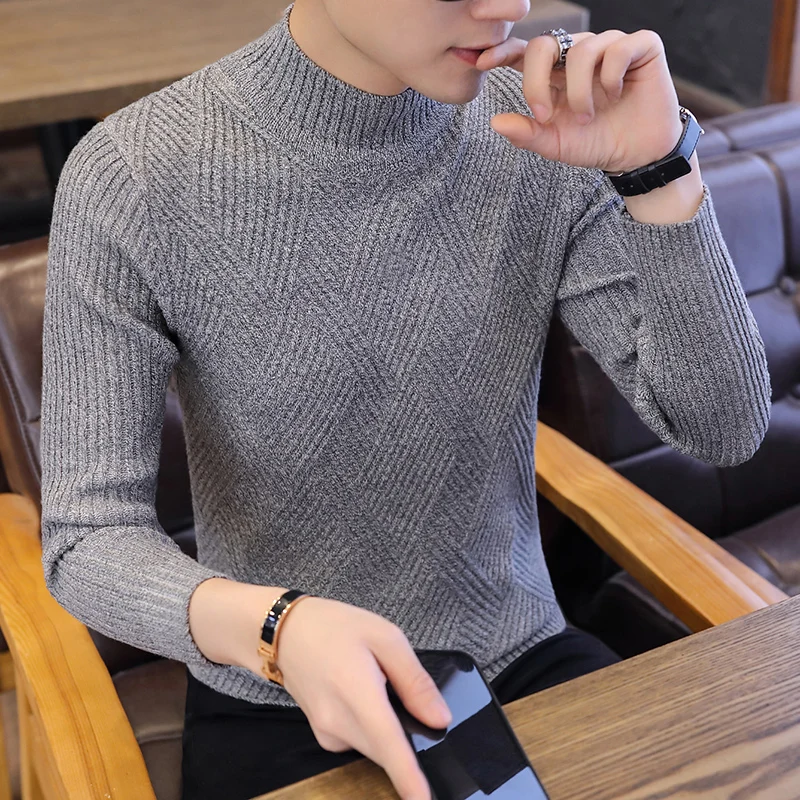 Новый осенний повседневный мужской свитер с круглым вырезом Мужской пуловер