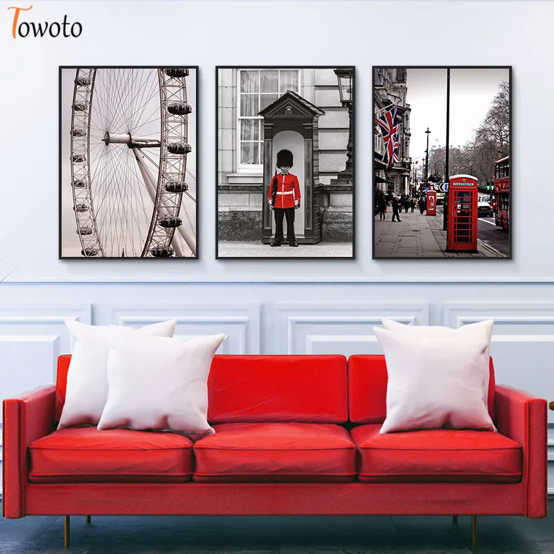 Nordic плакат городской пейзаж живопись на холсте колесо обозрения солдат печати