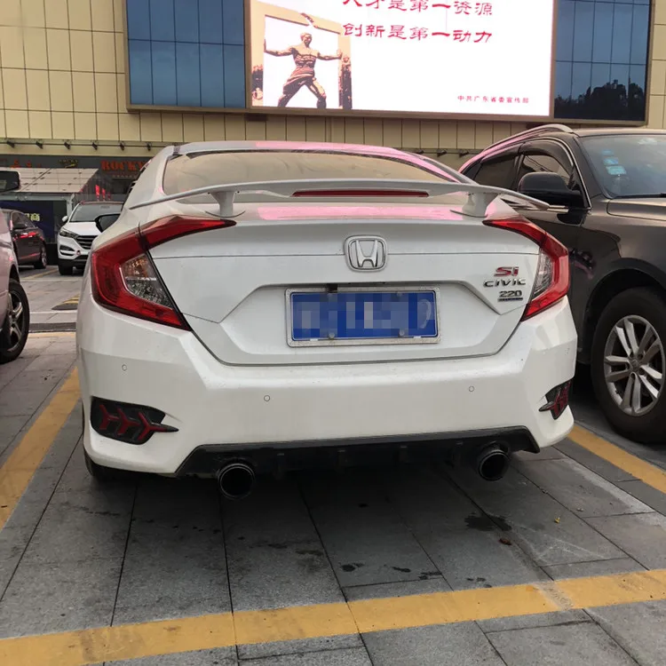 For Honda Civic Spoiler 2016 2017 2018 With Led Light High Quality ABS Material Car Rear Wing Primer Color Trunk | Автомобили и