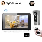 Видеодомофон DragonsView с Wi-Fi, беспроводной дверной звонок с монитором 7 дюймов, 1000TVL, камерой с датчиком движения и дистанционной разблокировкой