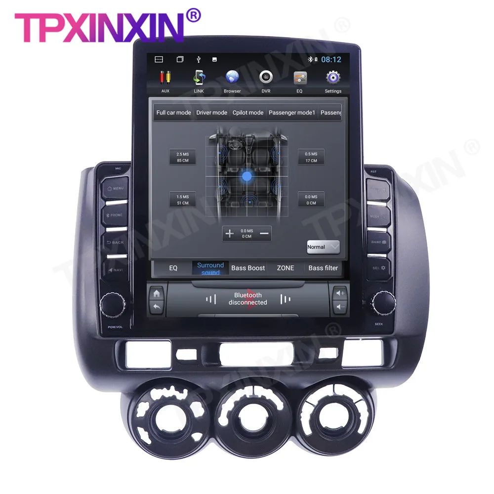 저렴한 테슬라 스타일 혼다 핏 2006-2008 자동 안드로이드 무선 카플레이 자동차 GPS 네비게이션 스테레오 수신기 6 + 128G 자동차 라디오 플레이어, 테슬라 스타일