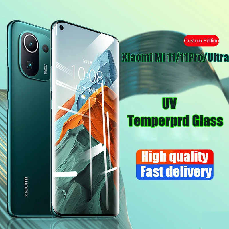 

UV Tempered Glass For Xiaomi Mi 10 Pro Ultra Mi 11 Pro Note10 Pro Full Liquid Screen Protector For Xiaomi 10 11 Note10 Pro Glass