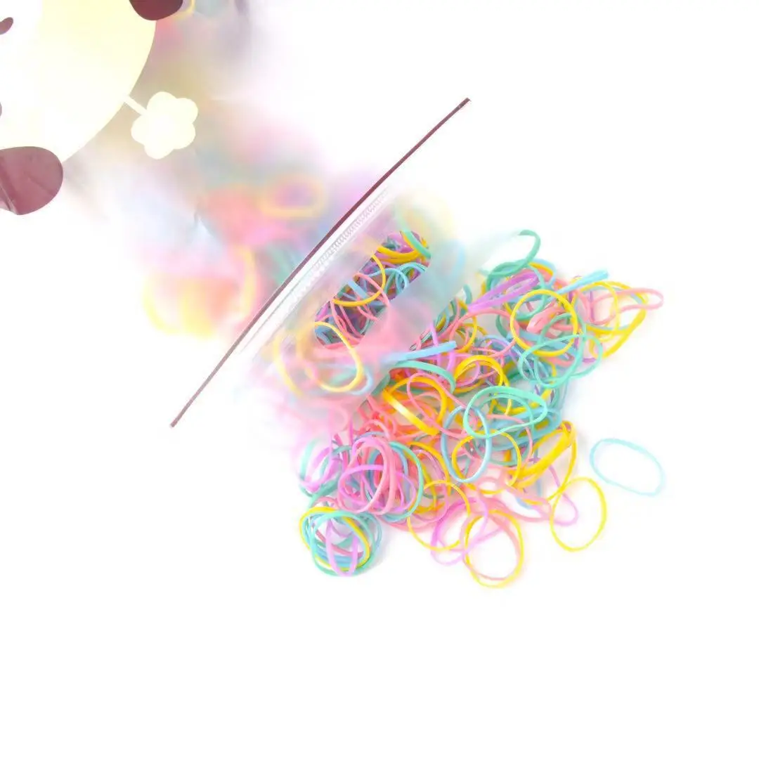 

500 pieces of rainbow-colored disposable rubber bands for children's color headdress Variety of shape braided small rubber band